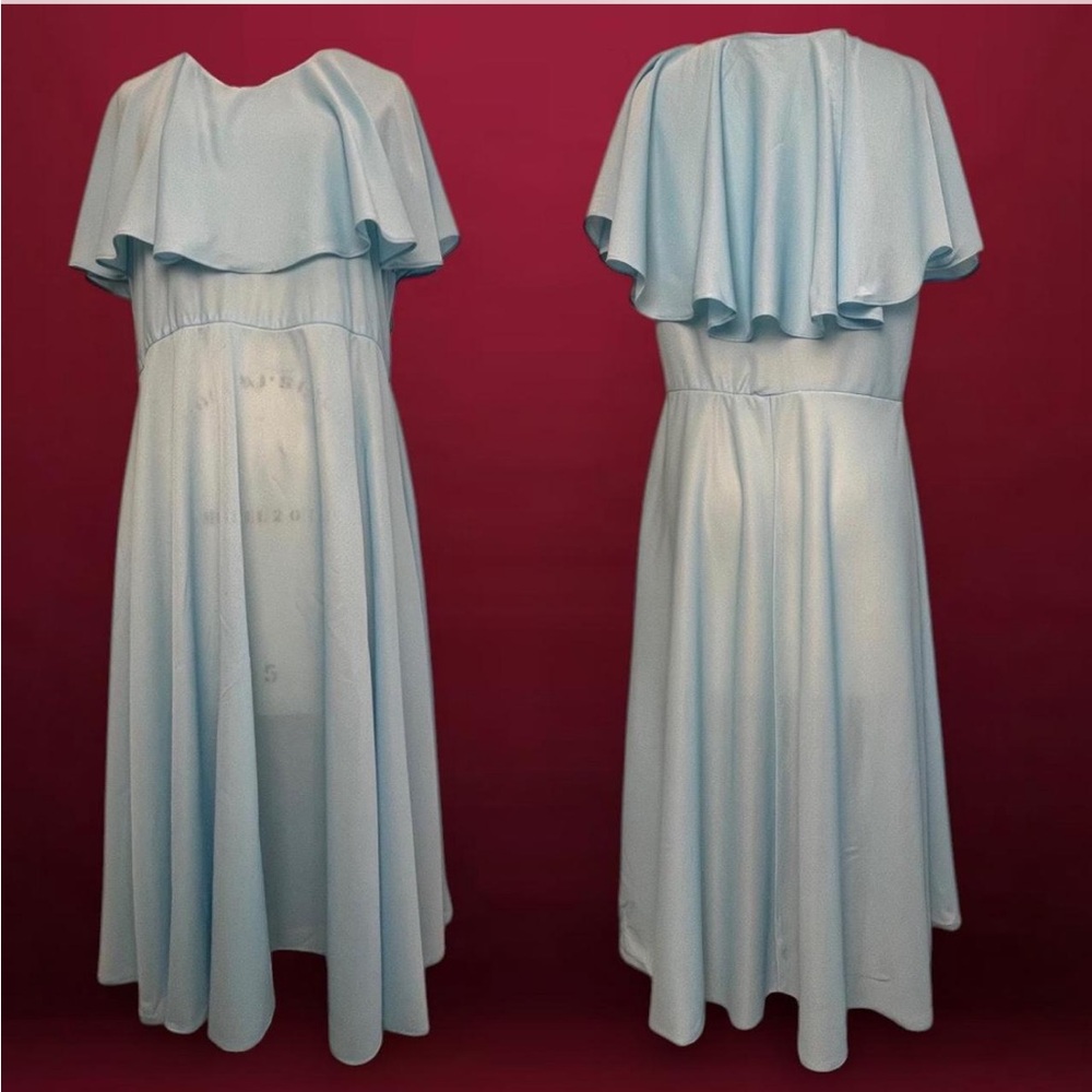 70s Elegant Light Blue Chiffon Dress